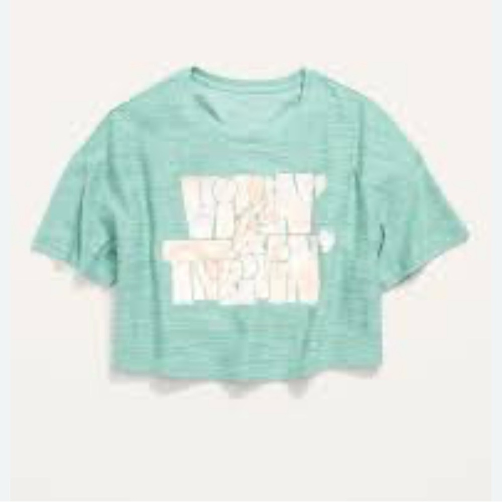 Old Navy Breathe ON Short-Sleeve Cropped Slub-Knit Performance T-Shirt f…
